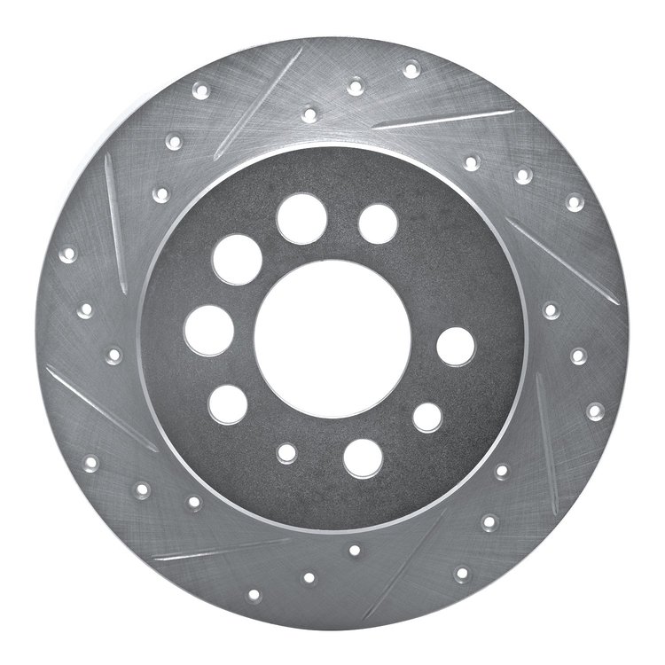 631-27006L Drilled/Slotted Brake Rotor [Silver], 1974-1997 Volvo, Position: Rear Left