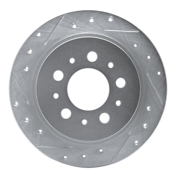 631-27014L Drilled/Slotted Brake Rotor [Silver], 1988-1994 Volvo, Position: Rear Left