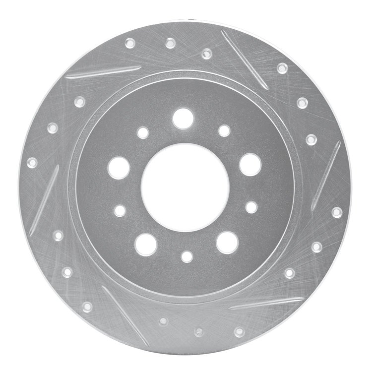 631-27014R Drilled/Slotted Brake Rotor [Silver], 1988-1994 Volvo, Position: Rear Right