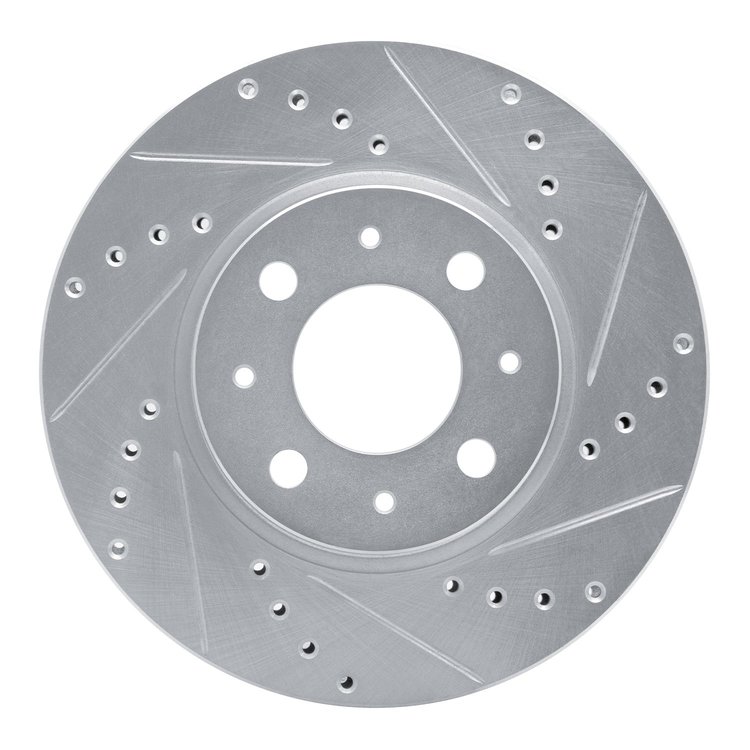 631-27016R Drilled/Slotted Brake Rotor [Silver], 1993-1995 Volvo, Position: Front Right