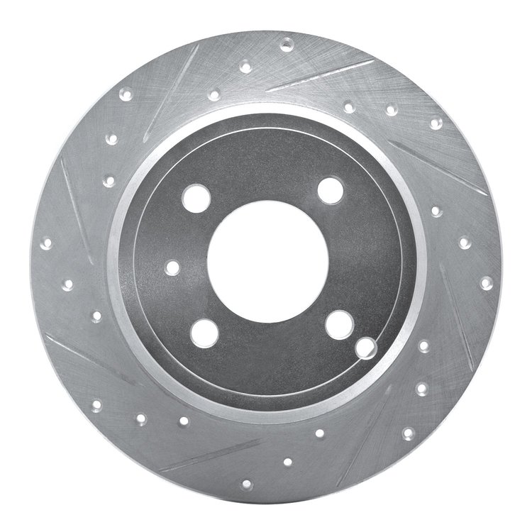 631-27017L Drilled/Slotted Brake Rotor [Silver], 1993-1995 Volvo, Position: Rear Left