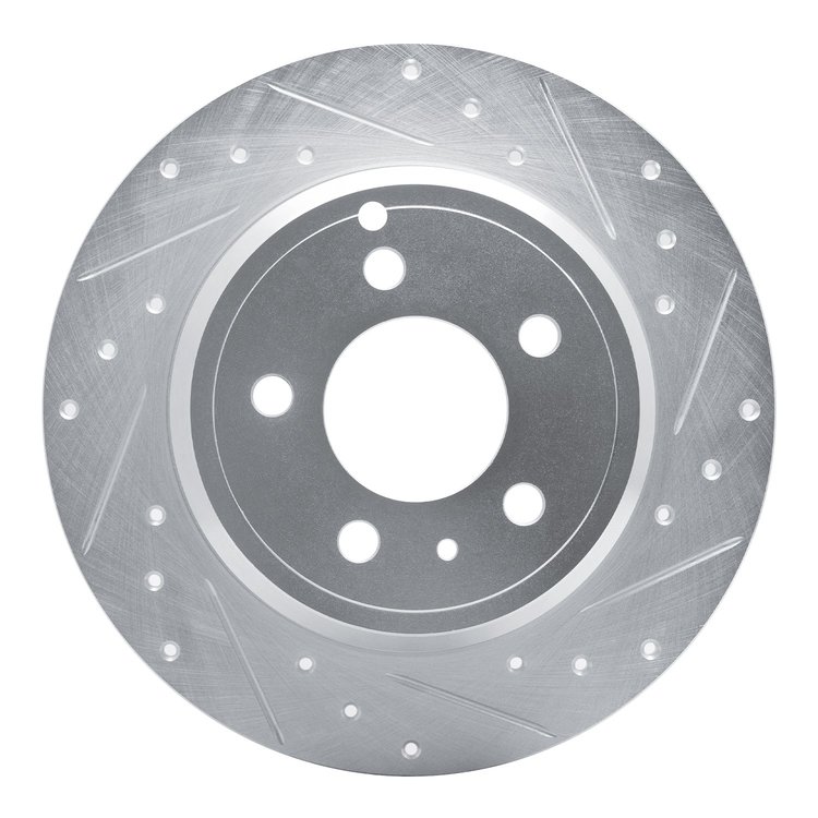 631-27019R Drilled/Slotted Brake Rotor [Silver], 1996-2004 Volvo, Position: Rear Right