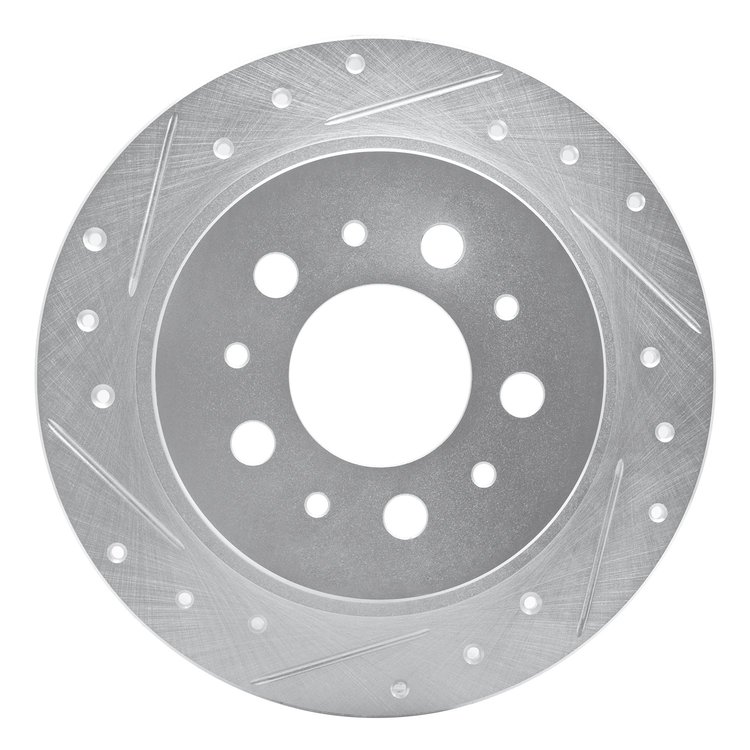 631-27020L Drilled/Slotted Brake Rotor [Silver], 1995-1997 Volvo, Position: Rear Left