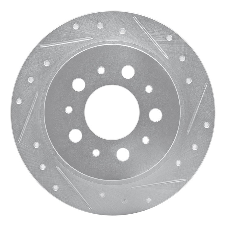 631-27020R Drilled/Slotted Brake Rotor [Silver], 1995-1997 Volvo, Position: Rear Right
