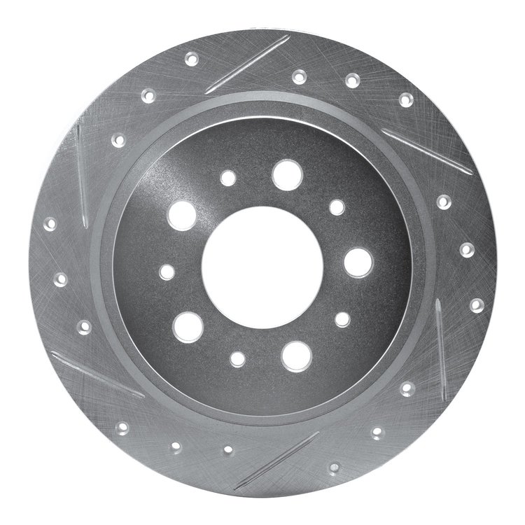 631-27021L Drilled/Slotted Brake Rotor [Silver], 1997-1998 Volvo, Position: Rear Left
