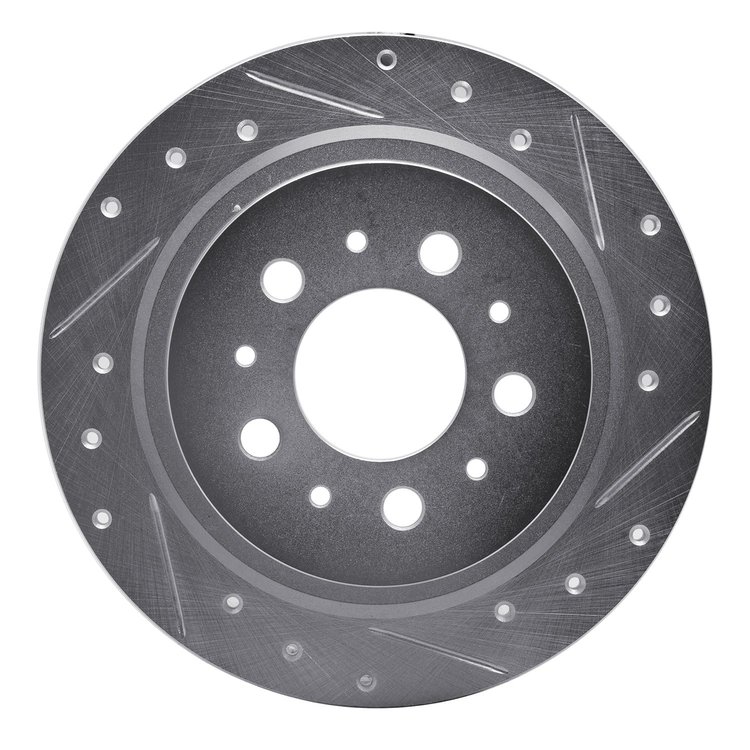 631-27021R Drilled/Slotted Brake Rotor [Silver], 1997-1998 Volvo, Position: Rear Right