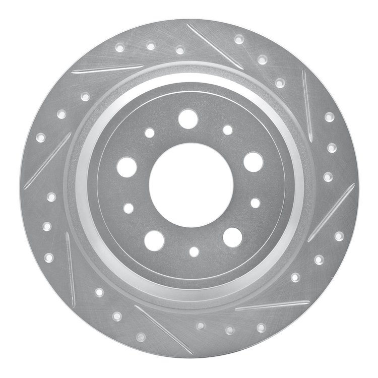 631-27023R Drilled/Slotted Brake Rotor [Silver], 1998-2000 Volvo, Position: Rear Right