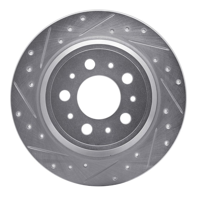 631-27024L Drilled/Slotted Brake Rotor [Silver], 1999-2009 Volvo, Position: Rear Left