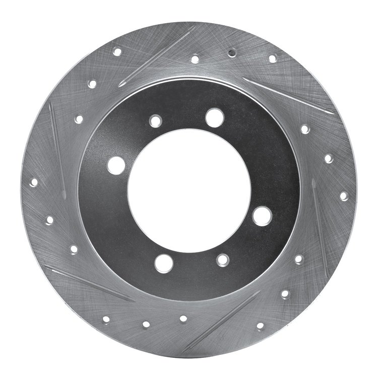 631-27027L Drilled/Slotted Brake Rotor [Silver], 2000-2007 Multiple Makes/Models, Position: Rear Left