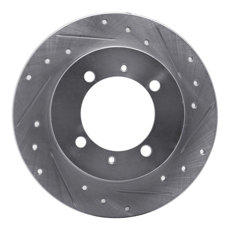 631-27027R Drilled/Slotted Brake Rotor [Silver], 2000-2007 Multiple Makes/Models, Position: Rear Right