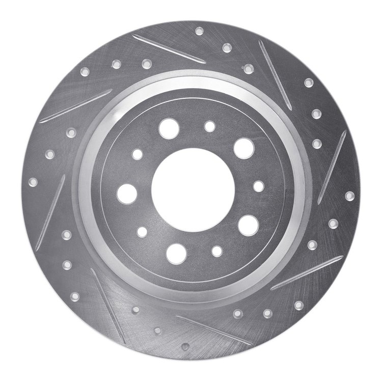 631-27029R Drilled/Slotted Brake Rotor [Silver], 1999-2000 Volvo, Position: Rear Right