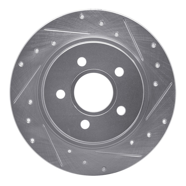 631-27033R Drilled/Slotted Brake Rotor [Silver], 2004-2013 Volvo, Position: Rear Right