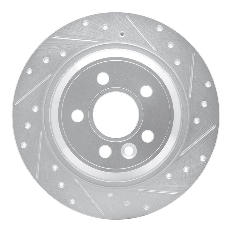 631-27035R Drilled/Slotted Brake Rotor [Silver], 2007-2018 Volvo, Position: Rear Right