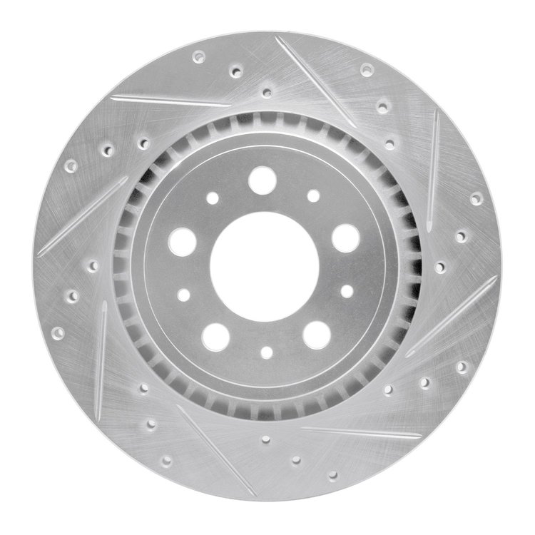 631-27039R Drilled/Slotted Brake Rotor [Silver], 2003-2014 Volvo, Position: Rear Right