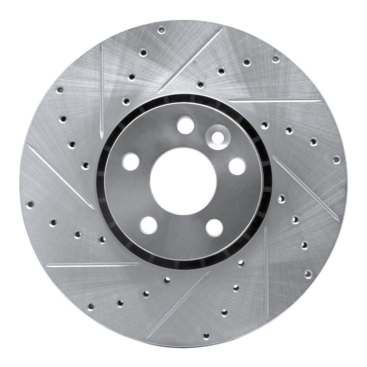631-27043L Drilled/Slotted Brake Rotor [Silver], 2010-2016 Volvo, Position: Front Left