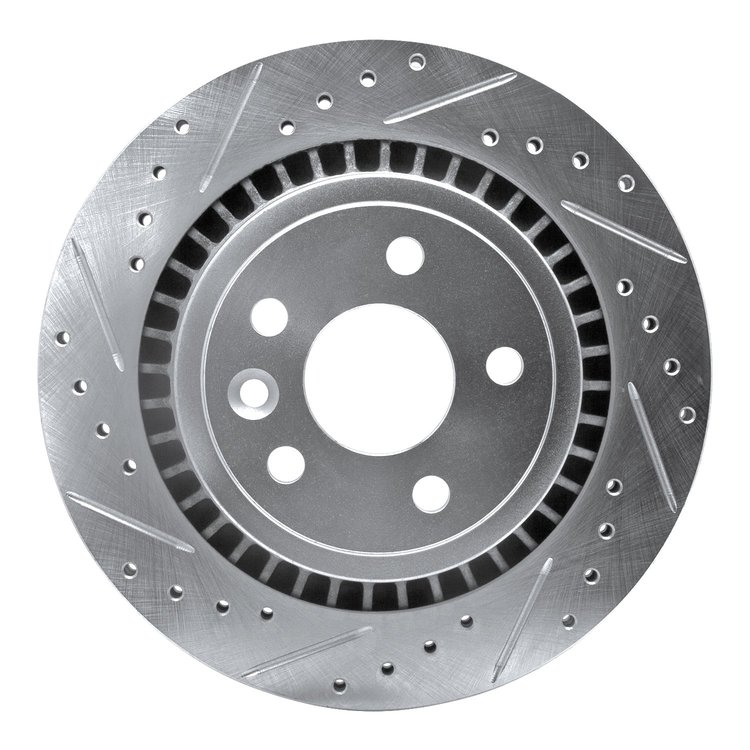 631-27044L Drilled/Slotted Brake Rotor [Silver], 2010-2017 Volvo, Position: Rear Left