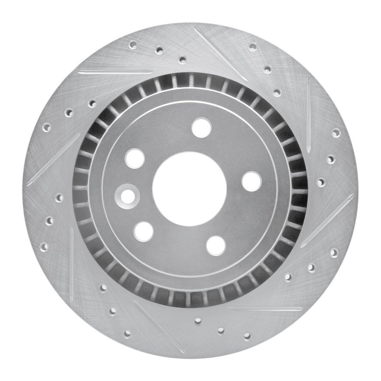 631-27044R Drilled/Slotted Brake Rotor [Silver], 2010-2017 Volvo, Position: Rear Right