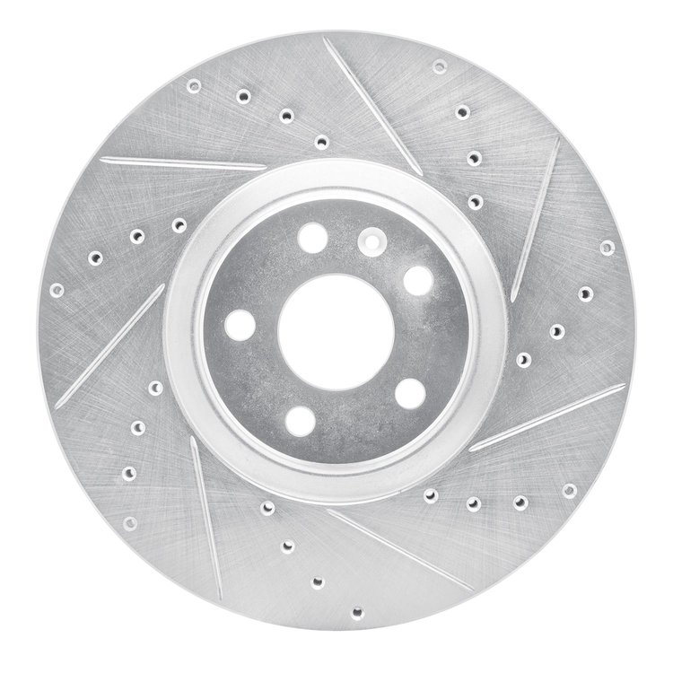 631-27051R Drilled/Slotted Brake Rotor [Silver], Fits Select Multiple Makes/Models, Position: Front Right