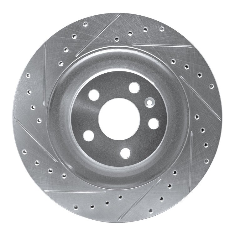 631-27054L Drilled/Slotted Brake Rotor [Silver], Fits Select Multiple Makes/Models, Position: Rear Left