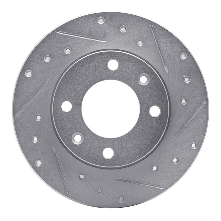 631-28005R Drilled/Slotted Brake Rotor [Silver], 1989-1991 Peugeot, Position: Rear Right