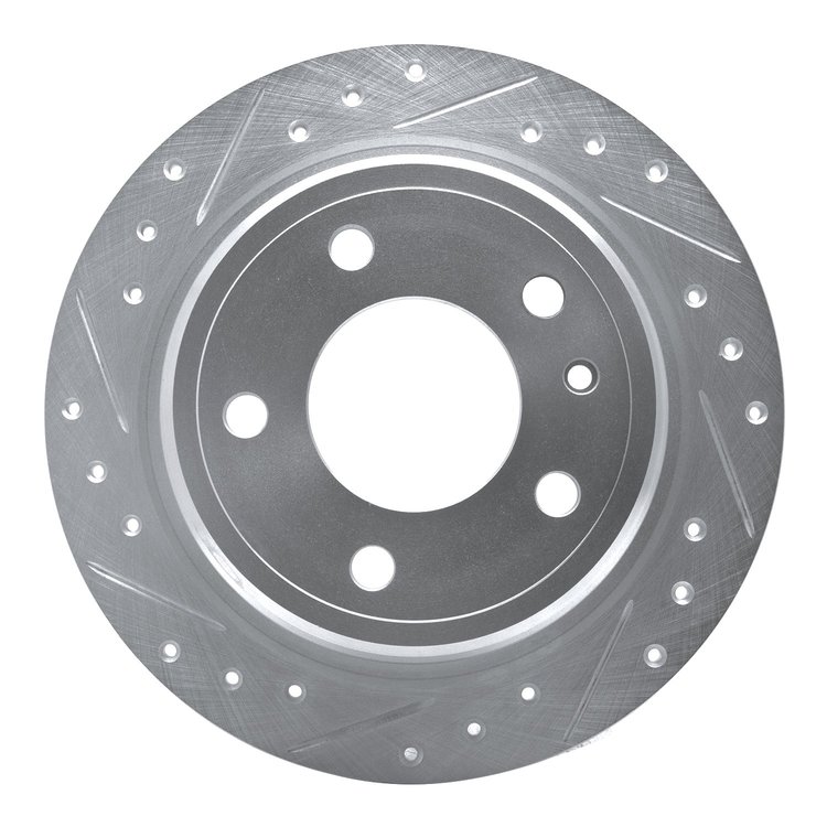 631-31015L Drilled/Slotted Brake Rotor [Silver], 1982-1989 BMW, Position: Rear Left