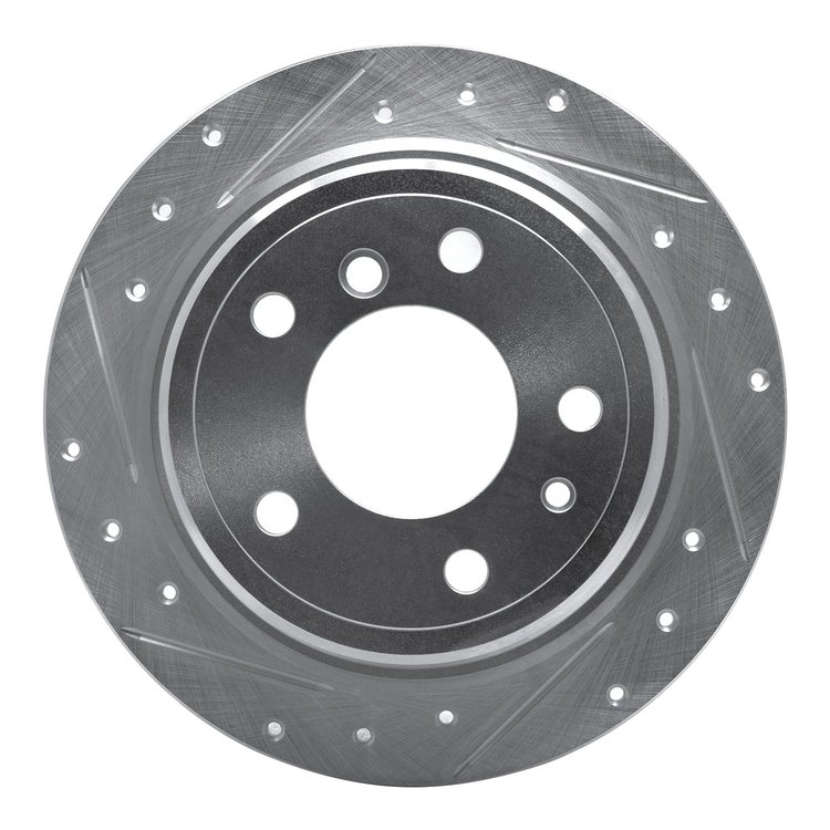 631-31016L Drilled/Slotted Brake Rotor [Silver], 1981-1986 BMW, Position: Rear Left