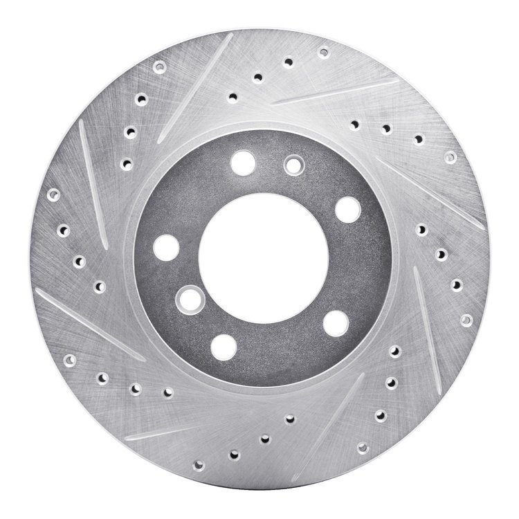 631-31020L Drilled/Slotted Brake Rotor [Silver], 1987-1995 BMW, Position: Front Left
