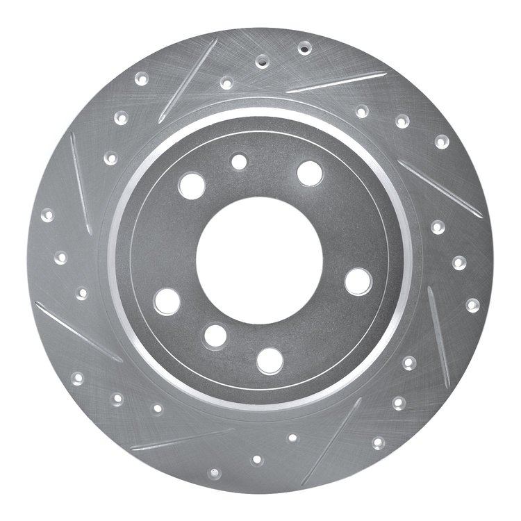 631-31024L Drilled/Slotted Brake Rotor [Silver], 1989-1995 BMW, Position: Rear Left