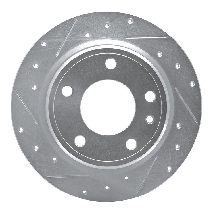 631-31026L Drilled/Slotted Brake Rotor [Silver], 1988-1991 BMW, Position: Rear Left