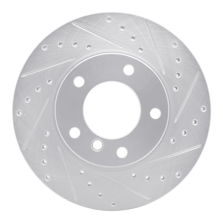 631-31027R Drilled/Slotted Brake Rotor [Silver], 1991-2006 BMW, Position: Front Right