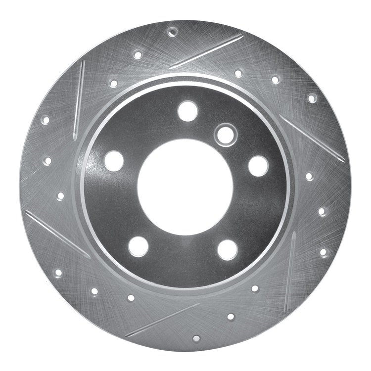 631-31028L Drilled/Slotted Brake Rotor [Silver], 1991-1999 BMW, Position: Rear Left