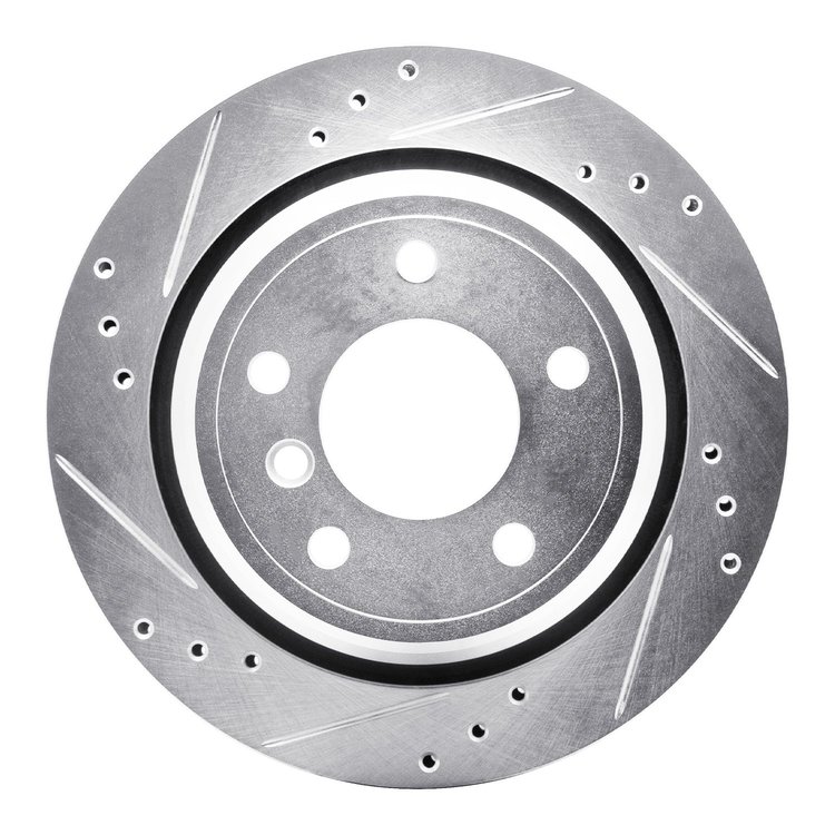 631-31044L Drilled/Slotted Brake Rotor [Silver], 1996-2003 BMW, Position: Rear Left