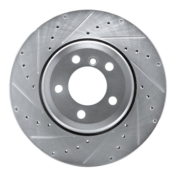 631-31059L Drilled/Slotted Brake Rotor [Silver], 2002-2005 BMW, Position: Rear Left