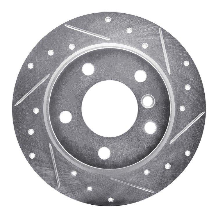 631-31060R Drilled/Slotted Brake Rotor [Silver], 2003-2006 BMW, Position: Rear Right