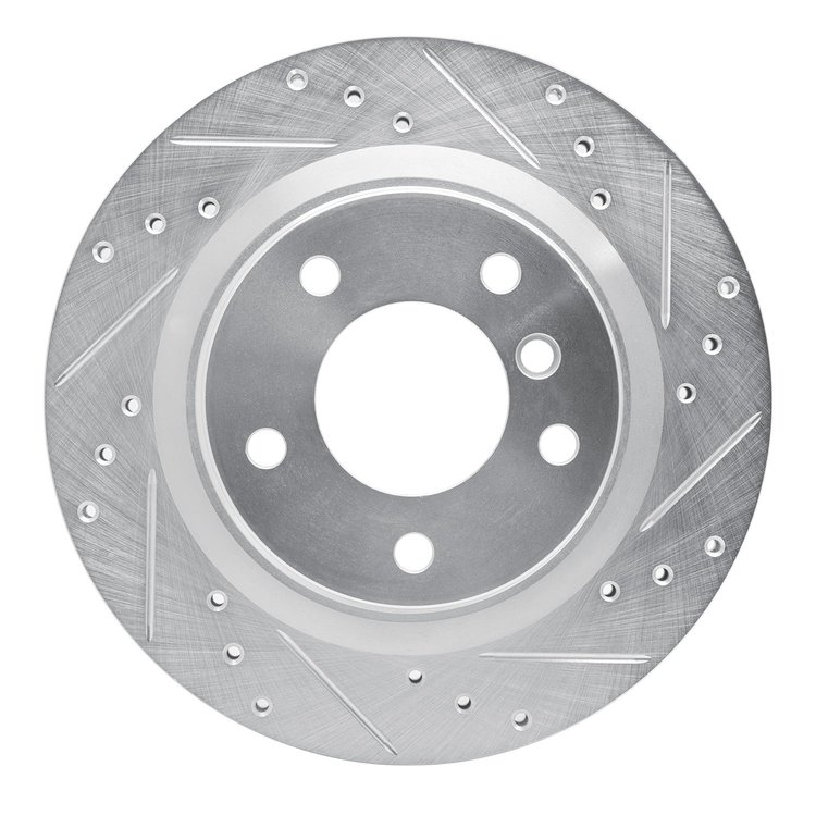 631-31068R Drilled/Slotted Brake Rotor [Silver], 2006-2013 BMW, Position: Rear Right