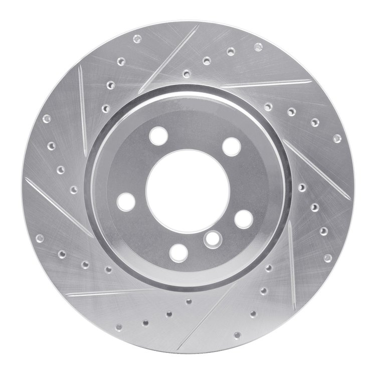 631-31076L Drilled/Slotted Brake Rotor [Silver], 2005-2008 BMW, Position: Rear Left