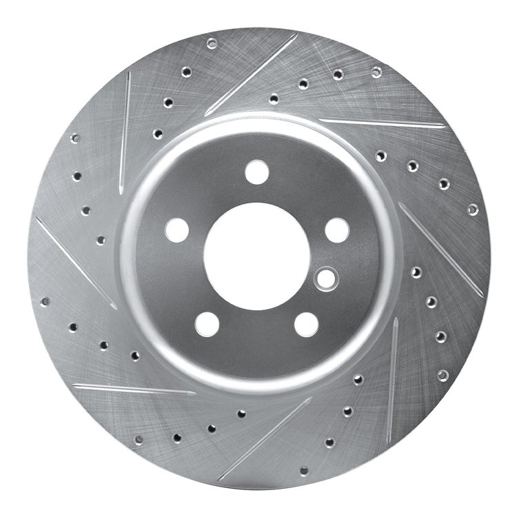 631-31097L Drilled/Slotted Brake Rotor [Silver], 2011-2019 BMW, Position: Front Left