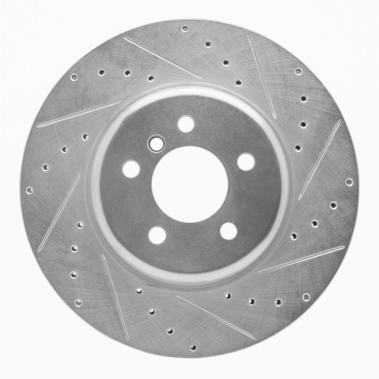 631-31097R Drilled/Slotted Brake Rotor [Silver], 2011-2019 BMW, Position: Front Right