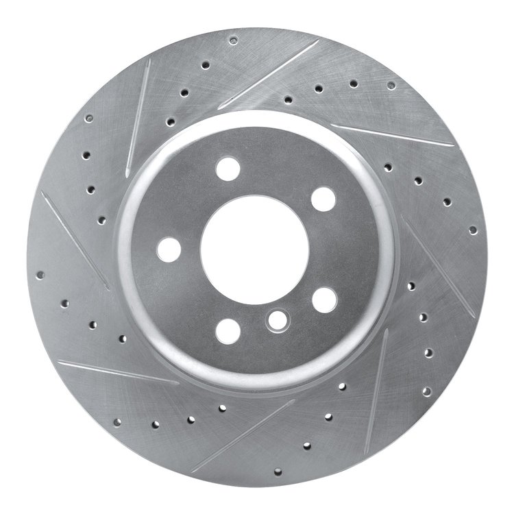 631-31106L Drilled/Slotted Brake Rotor [Silver], 2010-2019 BMW, Position: Rear Left