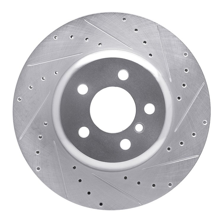 631-31114R Drilled/Slotted Brake Rotor [Silver], 2013-2021 BMW, Position: Rear Right