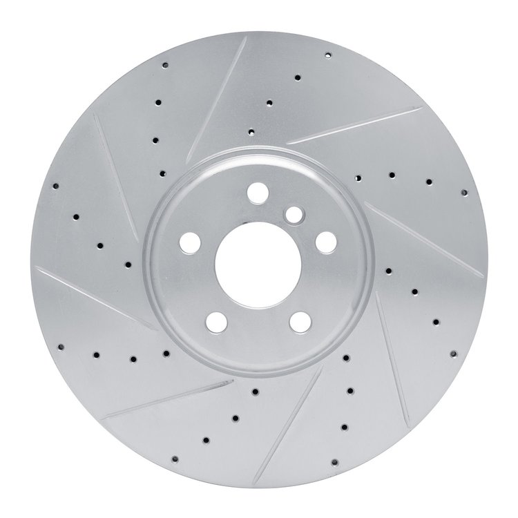 631-31132D Drilled/Slotted Brake Rotor [Silver], Fits Select BMW, Position: Left Front