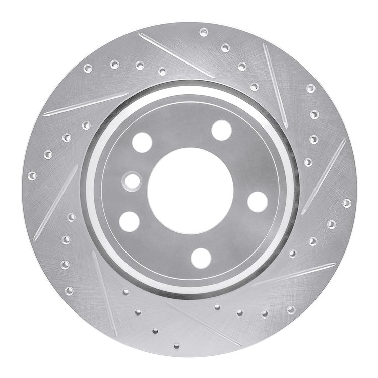 631-31138R Drilled/Slotted Brake Rotor [Silver], 2002-2006 BMW, Position: Rear Right