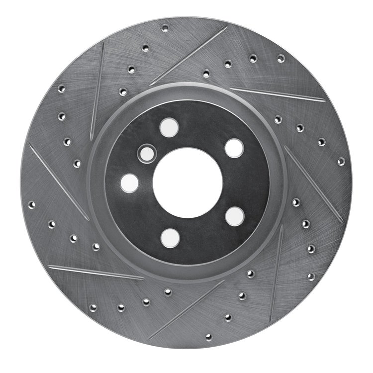 631-31157L Drilled/Slotted Brake Rotor [Silver], Fits Select Multiple Makes/Models, Position: Front Left