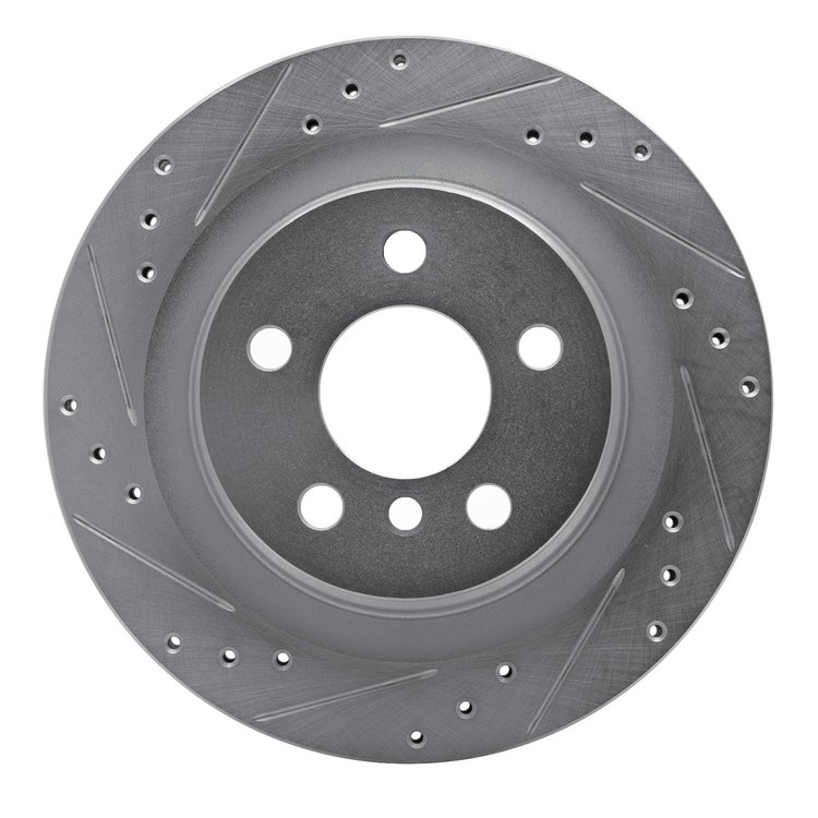 631-31158L Drilled/Slotted Brake Rotor [Silver], Fits Select Multiple Makes/Models, Position: Rear Left