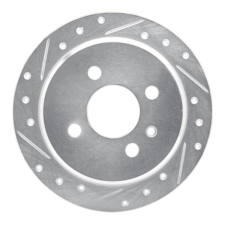 631-31161L Drilled/Slotted Brake Rotor [Silver], 1988-1990 BMW, Position: Rear Left