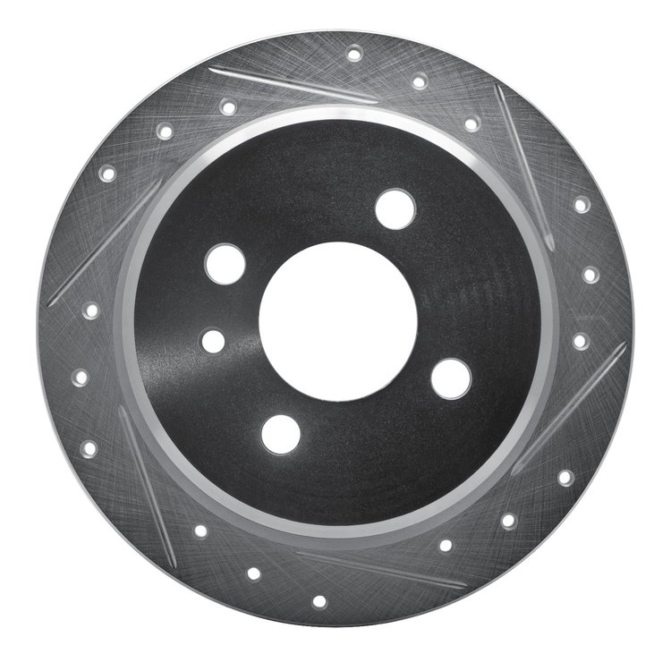 631-31161R Drilled/Slotted Brake Rotor [Silver], 1988-1990 BMW, Position: Rear Right