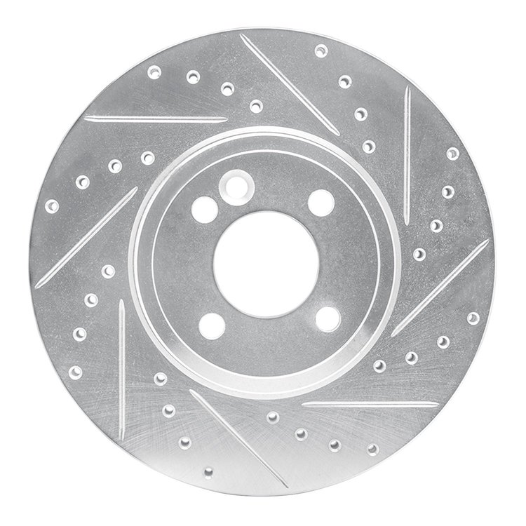 631-32002R Drilled/Slotted Brake Rotor [Silver], 2002-2006 Mini, Position: Front Right