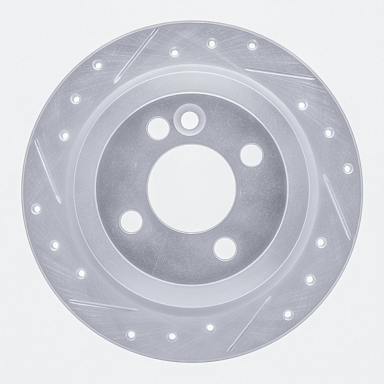631-32003L Drilled/Slotted Brake Rotor [Silver], 2002-2015 Mini, Position: Rear Left