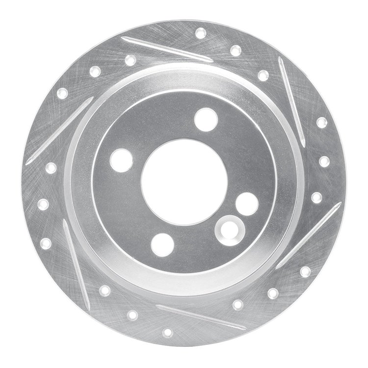 631-32003R Drilled/Slotted Brake Rotor [Silver], 2002-2015 Mini, Position: Rear Right