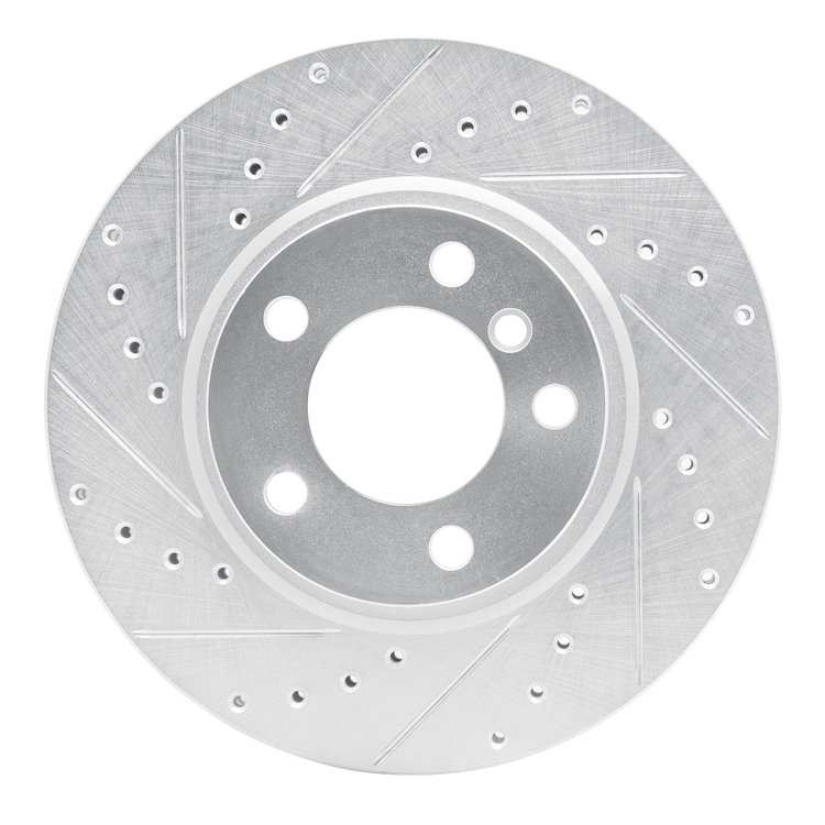 631-32011L Drilled/Slotted Brake Rotor [Silver], 2011-2016 Mini, Position: Front Left